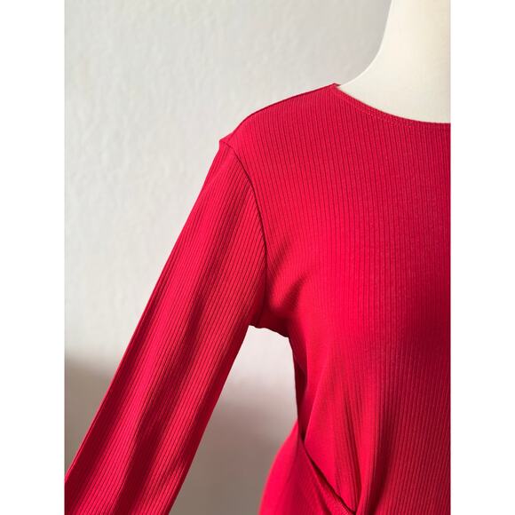 Reformation Red Callie Wrap Long Sleeve Dress Size XL - Picture 4 of 10